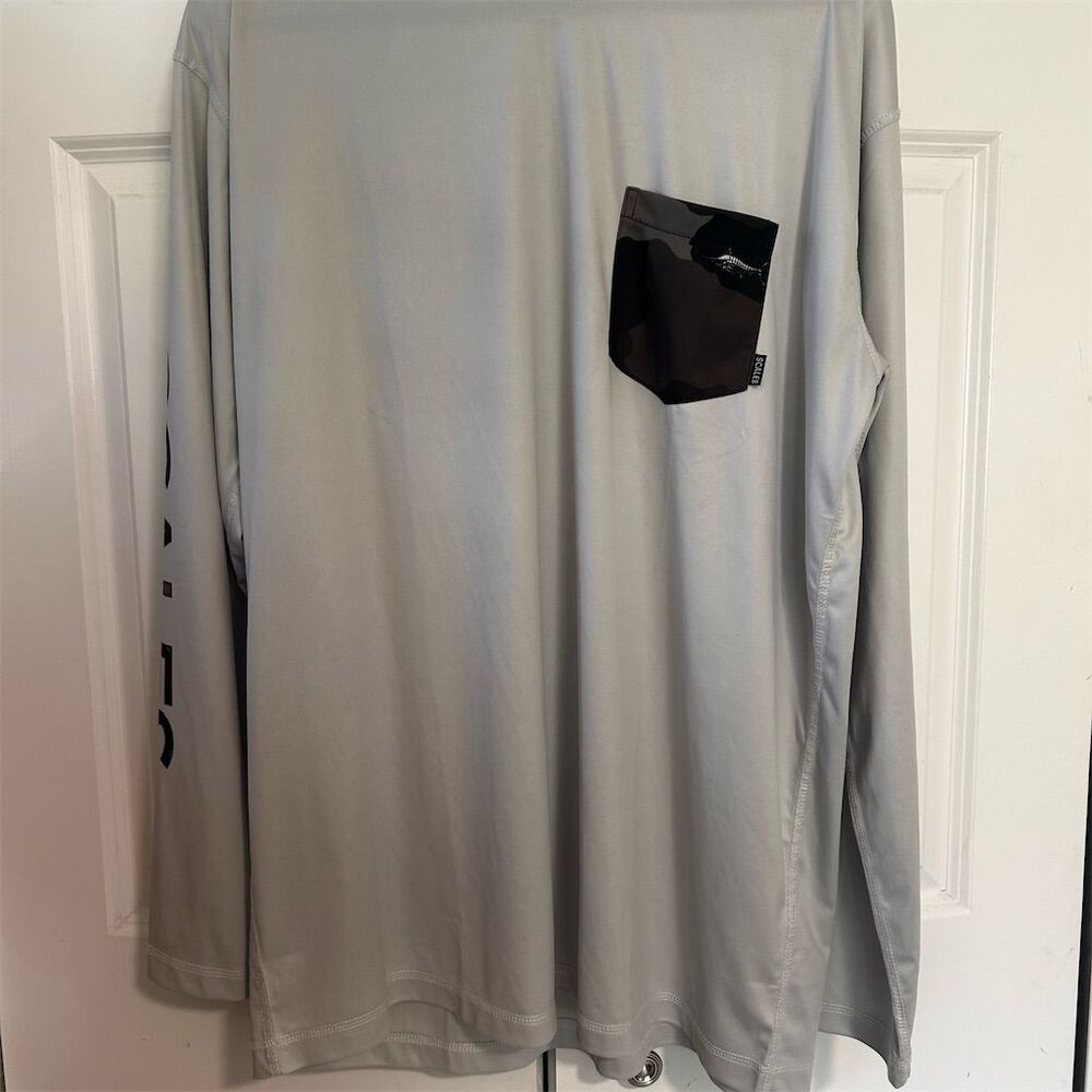 Scales Men's Long Sleeve Performance T-Shirt Gray Size XXL Crew Neck Pocket